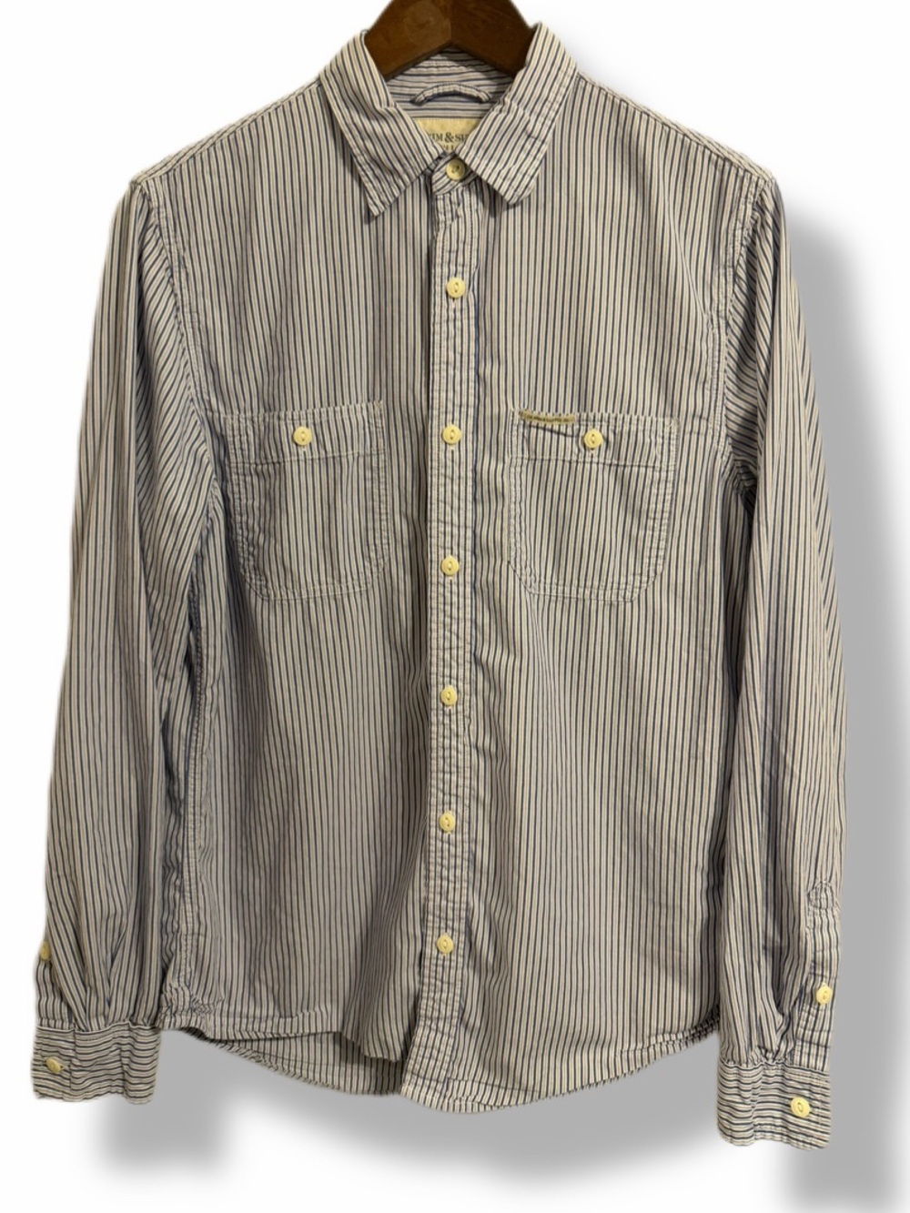 Denim & Supply Ralph Lauren Blue White Stripe Work Shirt Button Up M